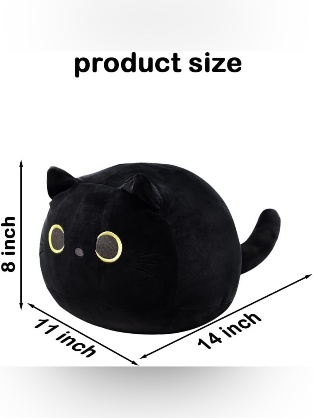 🐈‍⬛ 12” Black Cat Plush Pillow | Popular Stuffed Animal - Picture 3 of 5